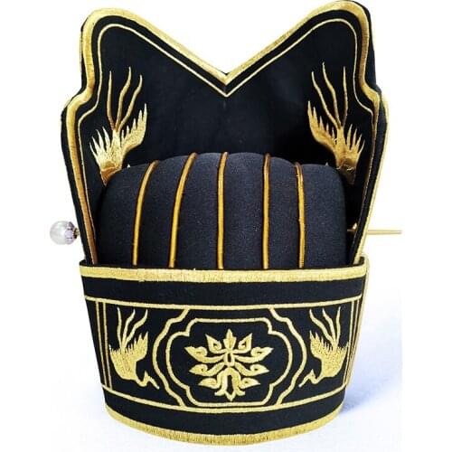 Original mens sacrificial hat Han Adult Ceremony embroidered custom Hanfu sacrificial hat worship heaven Chinese Halloween