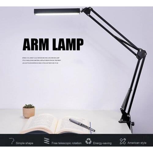 Adjustable Desk Lamp Reading Light Swing Arm Desk Lamp Dimmable Flexible Clamp Lamp Office Table Lamp