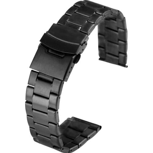 20MM 22MM Black Stainless Steel Watches Strap Men Women Superior Bracelet Firm Buckle Wristwatch Band cinturino orologio