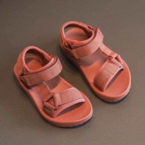 Kids Sandals Girls Summer Beach Shoes for Boys Pure Color Sandals Casual Open Toe Sanda Flat Bottom SMG103