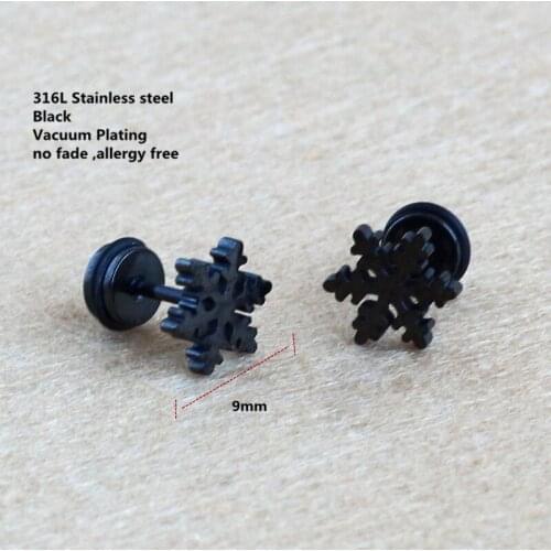 Titanium Black Vacuum Plated Screw-back Stud Earrings 316 L Stainless Steel No Fade No Allergy