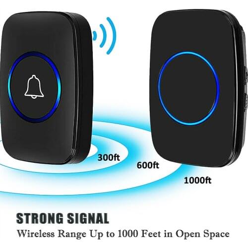 IP44 Waterproof Door Bell Wireless Smart Doorbell with 2pcs Receiver and 1pc Transmitter US