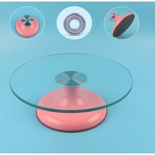 12 Inch Glass Platform Cake Turntable Double Stainless Steel Bearing Rotating Table Cake Decorating Tools Rotary Base Bakeware