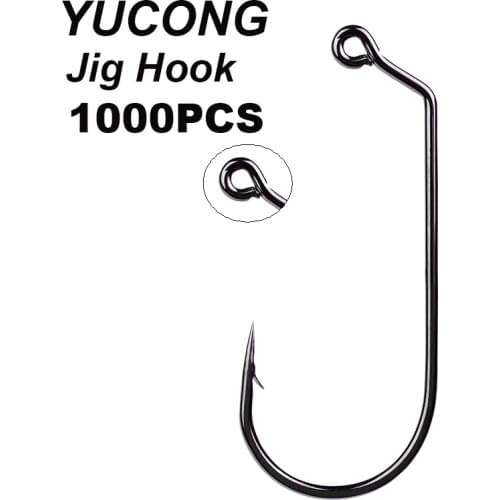 YUCONG 1000PCS/lot Big Jig Hooks 1/0-5/0# Worm Fishing Hooks Offset Single Fishhooks Saltwater Bass Barbed Carp Hooks Pesca Крюк