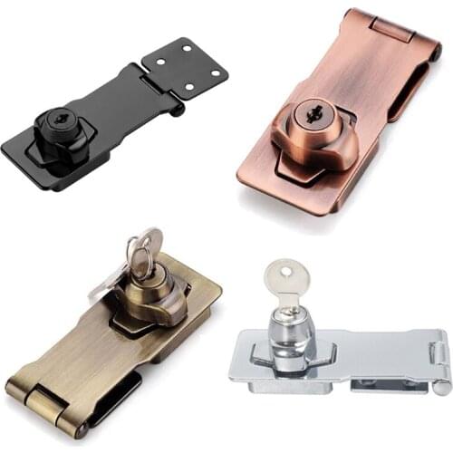 90 Degrees Keyed Hasp Lock Right Angle Padlock Hasp Zinc Alloy Safety Door Latches Cabinet Lock Various Sizes&Color