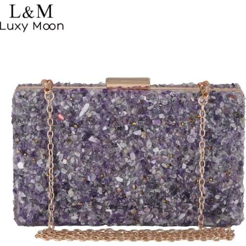 Womens Clutch Bag Wedding Evening Bag Metal Crystal Stone Shoulder Bag Party Dinner Luxury Designer Handbag Small Purse X549H