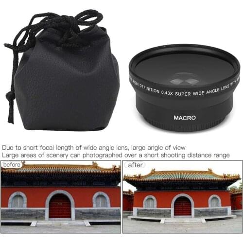 0.43X HD Super Wide Angle Lens w/ Macro for Panasonic HC V750 V760 V770 V777 VX870 WX970 W850 VX980 VX981 VXF990 WXF991 WXF990