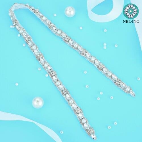 10 yards) Bridal Wholesale silver wedding rhinestone pearl applique trim sew on iron on for wedding evening dress WDD1140
