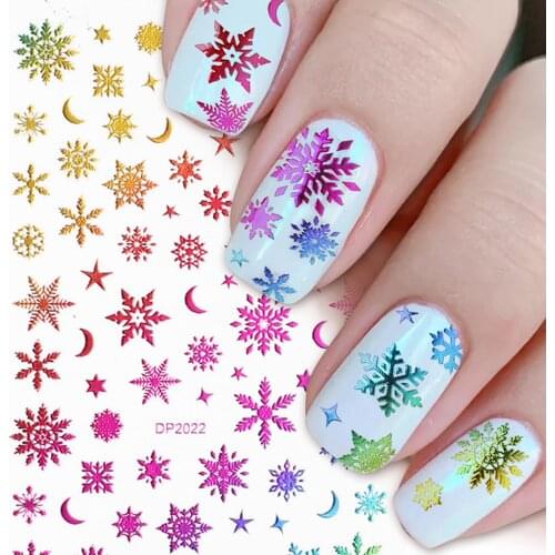 2Pcs Nail Sticker Petal Adhesive Different Pattern Holographic Snowflakes/Butterfly Nail Art Stickers Decals Manicure Decor