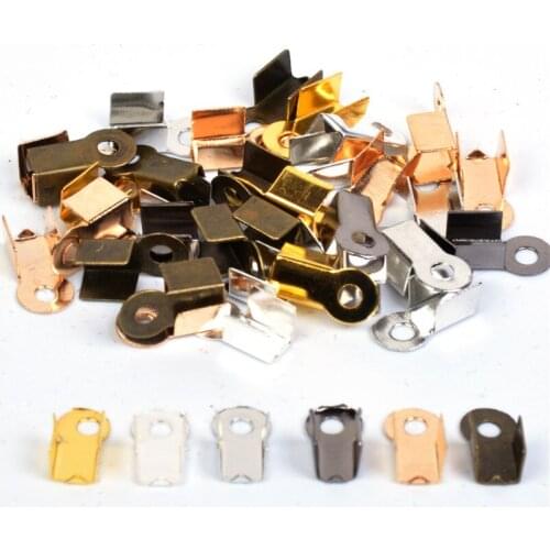 200pcs Mixed Color Leather Cord End Caps End Clasps Crimp Bead Silver/Gold/KC Gold/Gun black Connectors for Jewelry Making