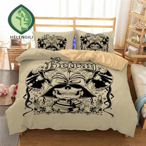 HELENGILI 3D Bedding Set skull Print Duvet cover set lifelike bedclothes with pillowcase bed set home Textiles #LX-32