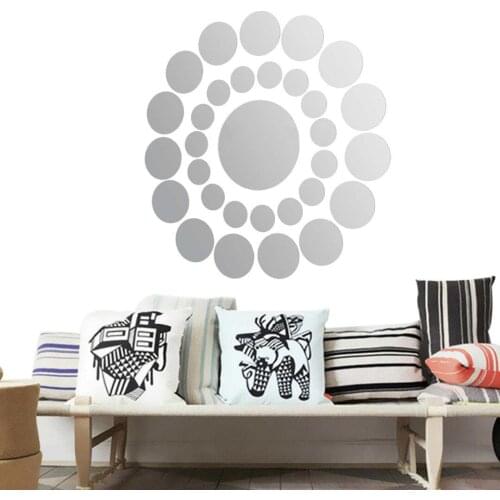 DIY 31Pcs 3D Round Mirror Wall Sticker Decor Decal Art Mural Home Bathroom Modern