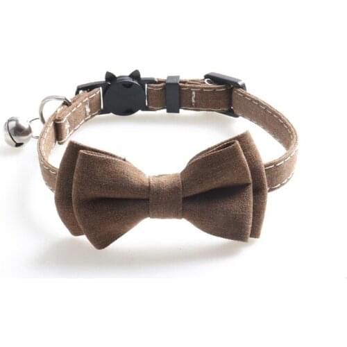 40PCS / LOT New Pet Collar With Solid-Color Bow Cat Bells Collar Pet Bowtie Cat Accessorie