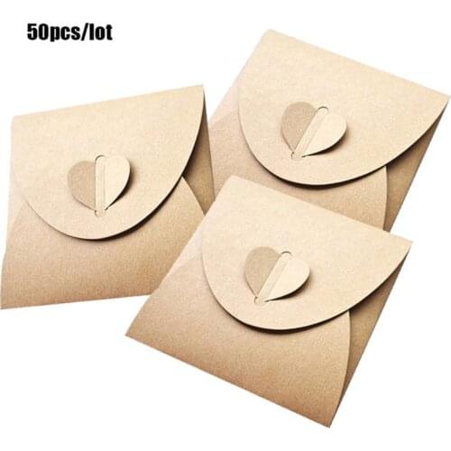 50pcs 13x13cm Heart Kraft Paper Case Bag, Sleeves Discs DVD Packaging Bag