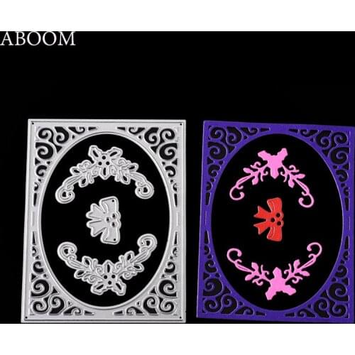 ABOOM 4PCS/Set Flowers Frame Bowknot Design Metal Carbon Steel Die Cut Embossing Folder Cutting Dies For Scrapbooking Album DIY