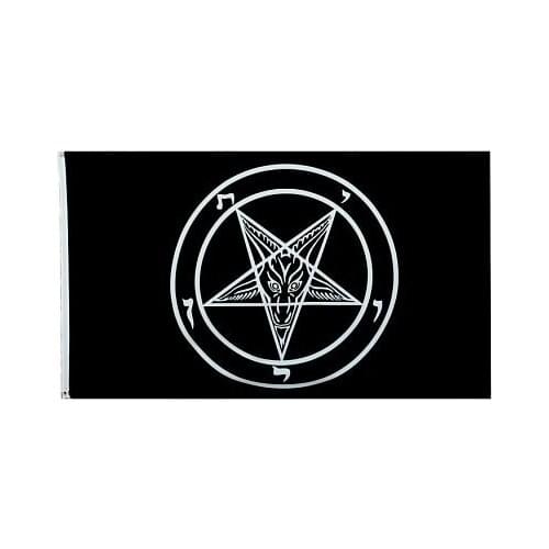 Free Shipping Baphomet church SATAN flag 5ft * 3 ft - Knights Templar Satan pentagram flag