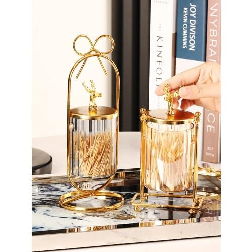 Light Luxury Toothpick Holder Cotton Swab Storage Box Nordic Household Creative Personality Toothpick Holder Table Decor LB474