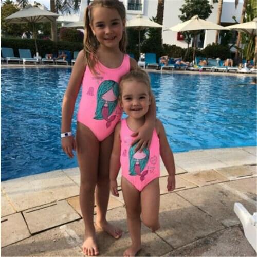 Kids Girls One Piece Swimming Suit Girl Cartoon Swimsuit Cute Ruffles One Piece Children Beachwear Bathing Suits 1-8Y