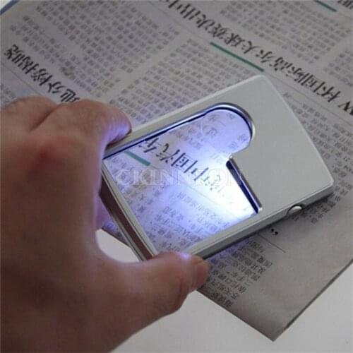 DHL 100PCS 88*57*9mm Led Magnifier Loupe with Light Leather Case Brand New Magnifying Glass Deaumento Hot 3X 6X