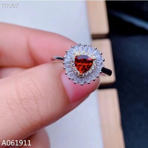 KJJEAXCMY fine jewelry natural garnet 925 sterling silver adjustable women ring support test classic