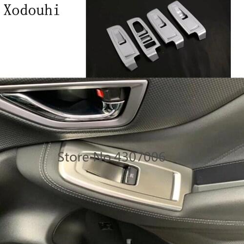 Car body ABS matte door Window glass inner panel Armrest Lift Switch Button trim frame 4pcs For Subaru Forester 2018 2019 2020