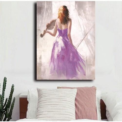 Colorful Ballet Music Girl Canvas Art Print Painting Figure Poster Wall Pictures Beautiful Girl Canvas Art for Home Decoration