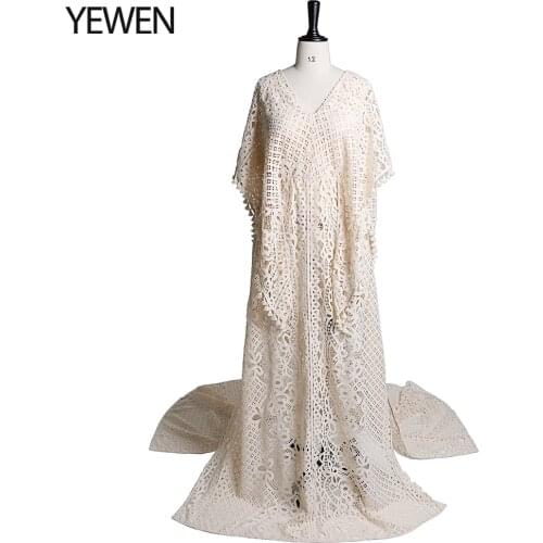 Champagne Lace V Neck Maternity Robe Prom Gown Yewen Dresses 2021 New Arrival