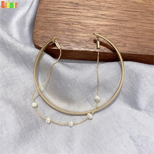 Kshmir Opening Adjustable Bestie Girlfriend Gift Bracelet Personality Double Deck Design Freshwater Pearl Japanese and Korean