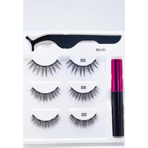 Magnetic Lashes Eyeliner Magnetic Kit 3D Mink Eyelashes With 5 Mgnets Long Lasting 3 Pair False Lashes Box Support Private Label