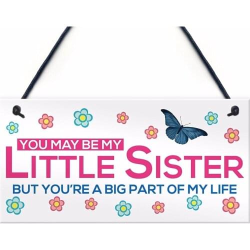 Meijiafei Little Sister Big Part Life Friend Friendship Plaque Sign Funny Sign Love Family 10" x 5"