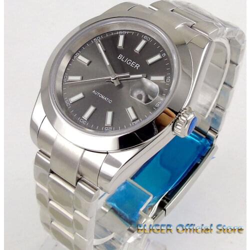 Fashional 40mm grey / black dial self winding mens watch saphire glass 21 jewels MIYOTA 8215 Automatic men timewatch