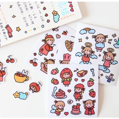 Cartoon Sweet Girl Label Sticker Simple DIY Cup Mobile Phone Shell Tablet PC Keyboard Small Decorative Sticker Kawaii Stationery
