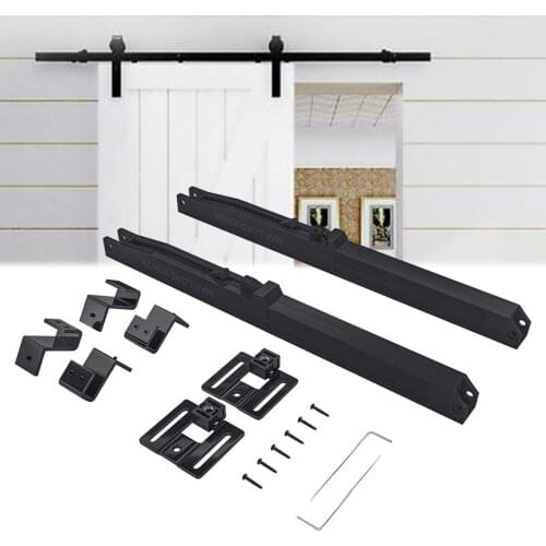 Soft Close Mechanism For Damper Sliding Barn Door Hardware Hanging Rail Track Kit For Door Weight 88-132 Pounds