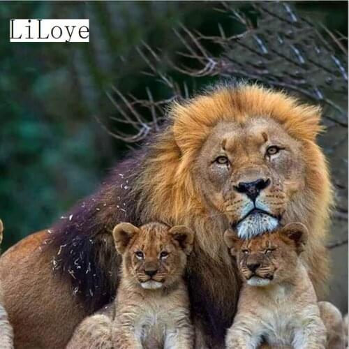 LI LOYE Needlework DIY Diamond Painting Kit 5D Diamond Embroidery Lion family Full Drill Cross Stitch Diamond Painting Art FZ139