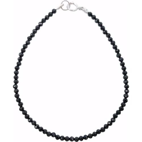 NEW Natural Genuine Stone Black Spinels 2-3mm faceted Beads Delicate bracelet 7.5"