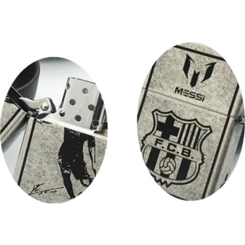 Personality ancient silver Football star kerosene gasoline Petroleum oil lighter man gift（Handed -Made Sculpt 4 to 7 Day)