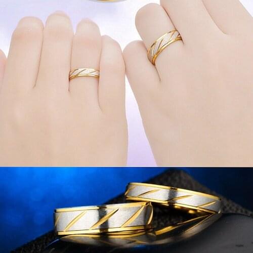 Stainless Steel Couple Ring Fashion Batch Stripe Smooth Rings for Women Lover Wedding Engagement Ring Jewelry
