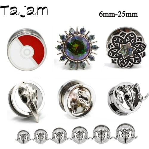 1Pair Ear Piercing Ear Gauges Expander Stainless Steel Dinosaur Sheep Earrings Plugs Tunnels Screw Fashion Body Jewelry Shipping