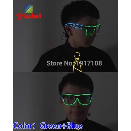 2021Hot 5 Popular 5 style Sound Activated Double color Glasses Powered By DC-3V EL Wire Cold Light Tube Crazy Party Decoration