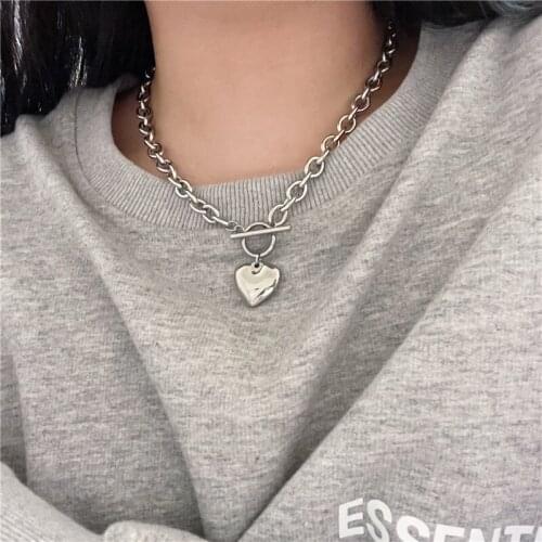 Steel ot heart-shaped necklace love chain necklace girl clavicle chain choker XL019