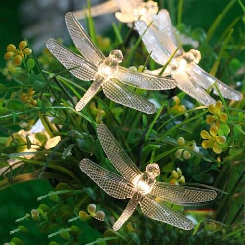 6M 30 LED Outdoor Dragonfly Solar String Fairy light Waterproof Garden Christmas Light Garden Patio Yard Solar Garland