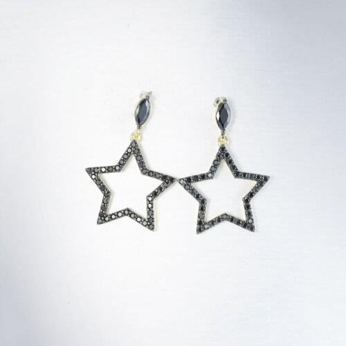 High Quality Cubic Zircon Star Real 925 Sterling Silver Drop Earrings For Women Statement Marquise Earring Party Gifts Jewelry