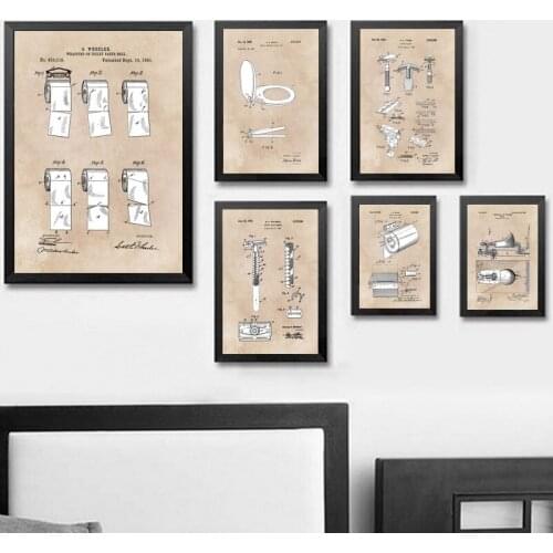 Wheeler Toilet Razor Blades Blueprint Wall Art Paint Wall Decor Canvas Prints Canvas Art Poster Oil Paintings No Frame