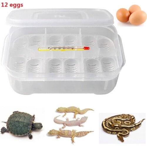12 Holes Breeding Box Reptile Egg Incubator Hatching Lizard Gecko Snake Case Container Box With Thermometer Amphibians Drop ship