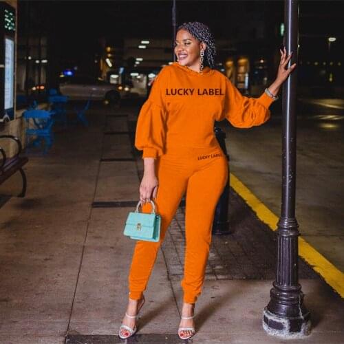 Streetwear Tracksuit 2 Two Piece Set Women Outfits Lantern Sleeve Hoodies Sweatshirt Sport Pants Sets Sweatsuit Jogging Femme