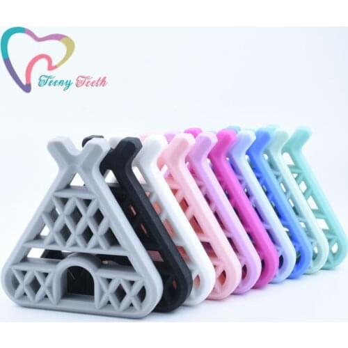 1 PC Large Teepee Silicone Teether BPA Free Silicone Pendant For DIY Pacifier Clips Soother Chain Baby Teething Toys Suppliers