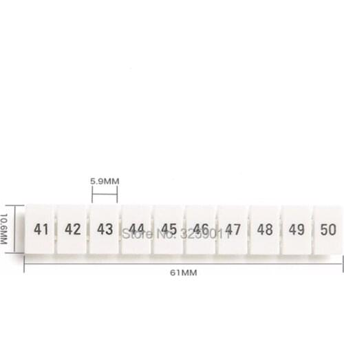 10PCS ZB6 Numbers Strip Markers for Rail Mounted Terminal Blocks UK-2.5B UK-5N plastic white