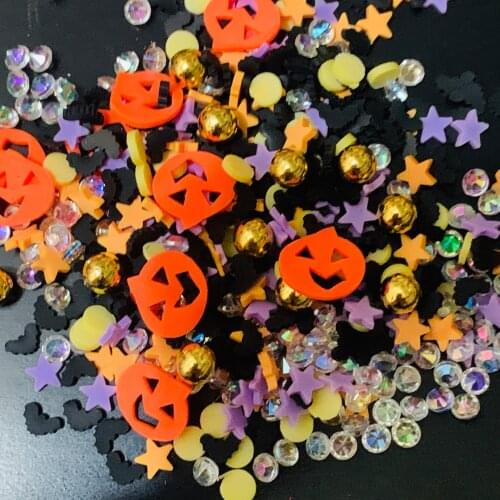 100g Newest Colorful Halloween Pumpkin Eyes Slices Mixed Polymer Hot Clay Sprinkles For DIY Crafts Tiny Cute klei Accessories