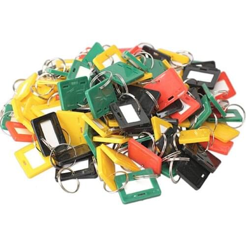 Simple 100 PCS Plastic Keychain Luggage Key Tags 4 Style ID Label Name Key Tags Split Ring Keyrings Keychains