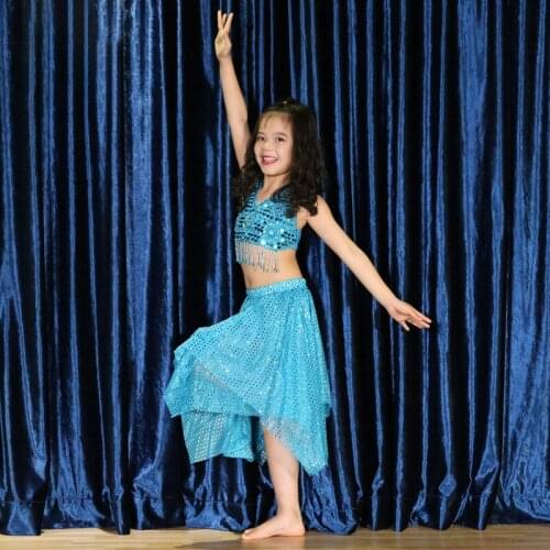 2pcs/Set Child Sequined Skirts Suits Belly Dance Costume Performance Costume Girls'National Dance Dress #DP0042